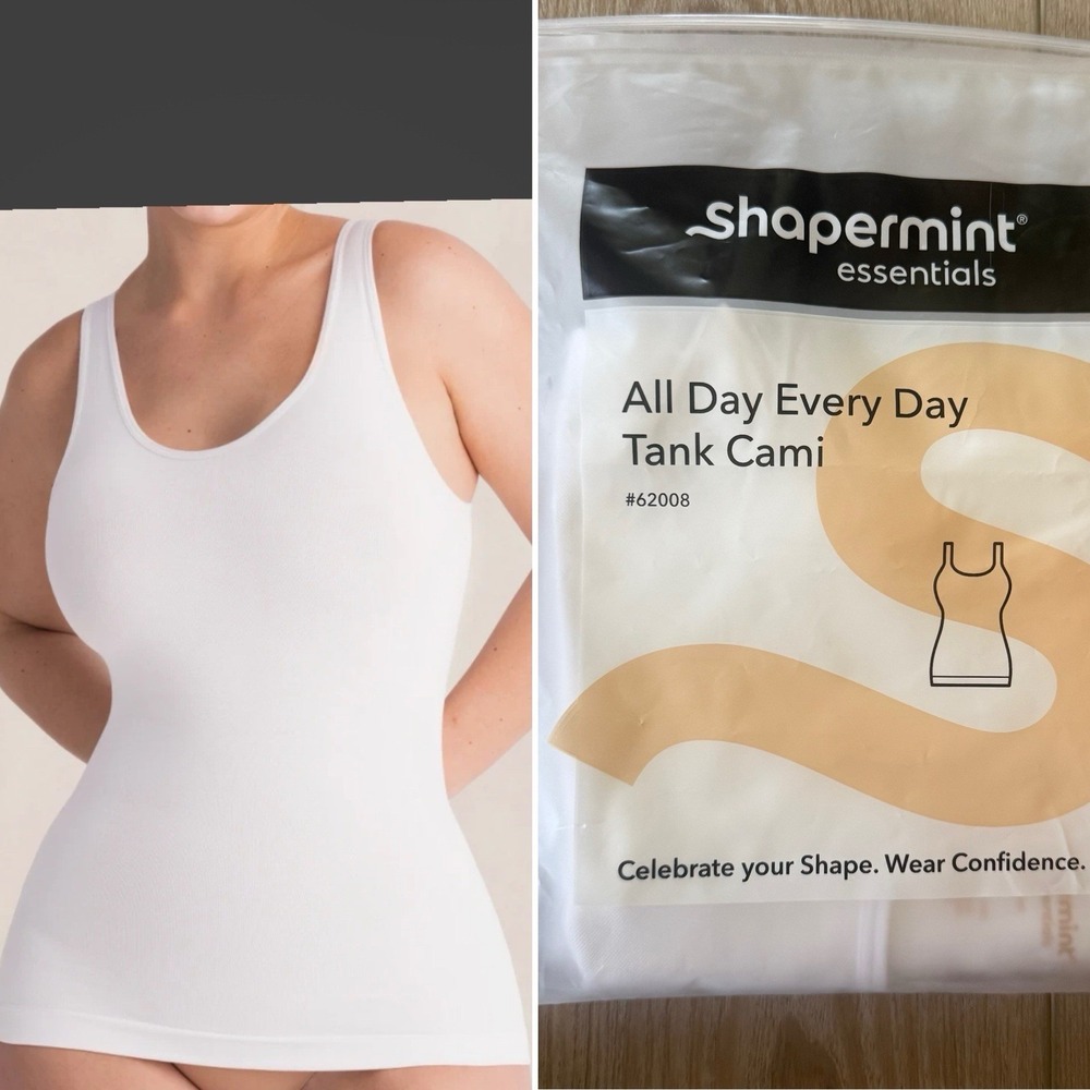 Shapermint All Day Every Day Tank Cami Large White Shapewear Smoothing 62008